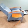 Krug Jordan Recliner Wood Arm, 3 Position Mechanism with Trendelenberg with casters JOR6-RCWOD VIP SPA Massage Healthcare Tilt Mobile Blue Chair 350 lbs Capacity