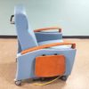 Krug Jordan Recliner Wood Arm, 3 Position Mechanism with Trendelenberg with casters JOR6-RCWOD VIP SPA Massage Healthcare Tilt Mobile Blue Chair 350 lbs Capacity