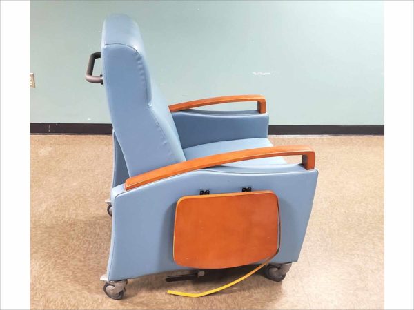 Krug Jordan Recliner Wood Arm, 3 Position Mechanism with Trendelenberg with casters JOR6-RCWOD VIP SPA Massage Healthcare Tilt Mobile Blue Chair 350 lbs Capacity