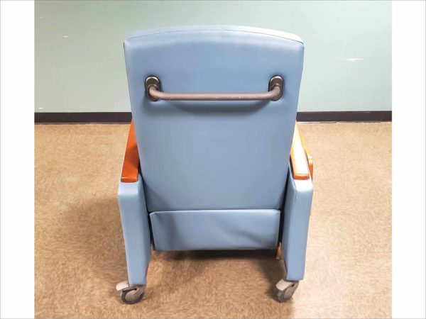 Krug Jordan Recliner Wood Arm, 3 Position Mechanism with Trendelenberg with casters JOR6-RCWOD VIP SPA Massage Healthcare Tilt Mobile Blue Chair 350 lbs Capacity