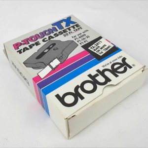 Brother TX-2111 P-Touch TX Tape Cassette 50 Ft. Tape Black on White 1/4"