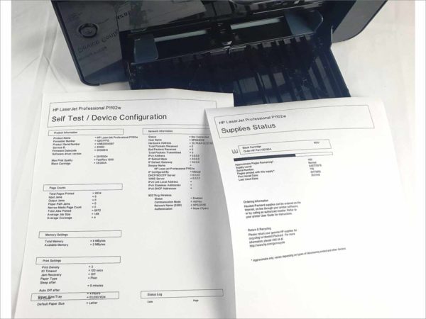 HP LaserJet Pro P1102w Wireless Network Workgroup B&W Laser Printer Page Count 9534 18ppm 1200dpi PN CE657A BOISB-0901-01