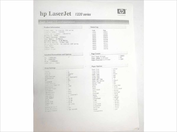 HP LaserJet 1320 USB Workgroup Laser Printer Page Count 538621 21ppm 1200dpi PN Q5927A BOISB-0402-00