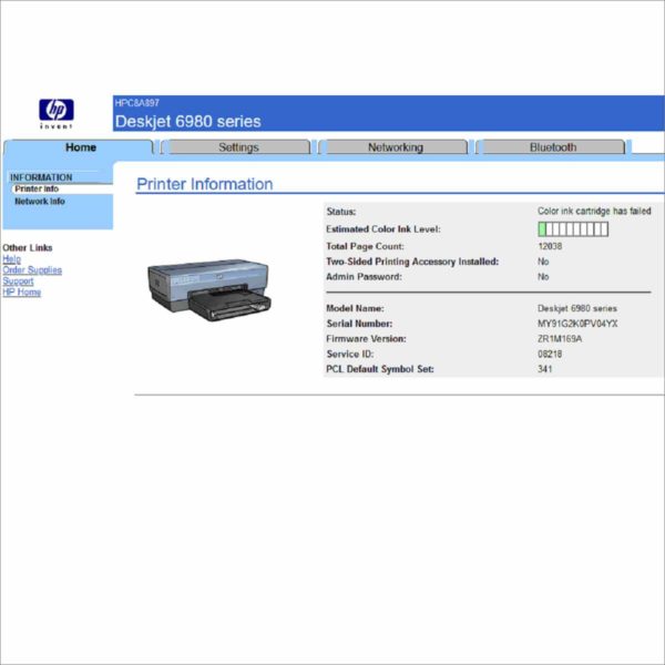 HP Deskjet C6900 6988 Wireless Workgroup Inkjet Printer 36ppm 1200dpi PN CB055A Pgc 12K
