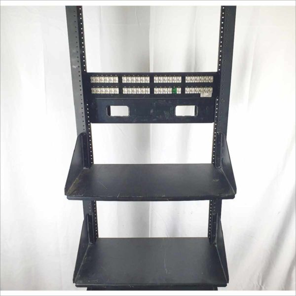 B-Link Telecom SB-556-084-XU Aluminum 45U 7' Storage Rack Black With Patch Panels, Cable Management, Hoffman Laders and Triangle (Complete Setup)