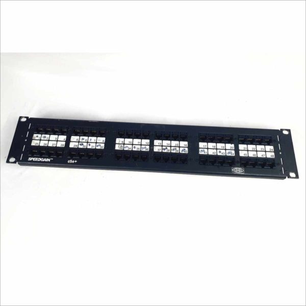 Hubbell P5E48UE Speedgain c5e+ 48-Port Ethernet RJ-45 Cat5e+ Patch Panel 2U 19" Rack Mount