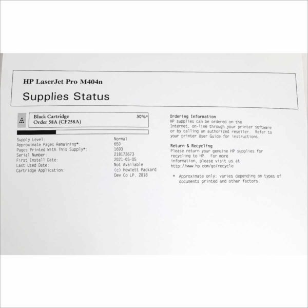 HP LaserJet Pro M404n Monochrome (Black And White) Laser Printer 40ppm Pg Count 3739 W1A52A SHNGC-1800-00