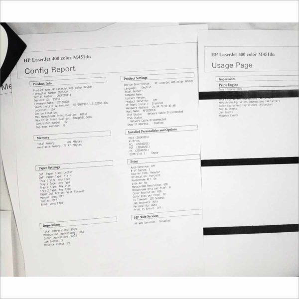 HP,LaserJet,Pro,400,Color,M451DN,Laser,Printer,w/,,Original,Toners,305A,21ppm,600DPI,page,count,8069,BOISB-1002-00,CE957A