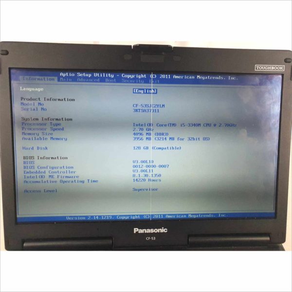 Panasonic Toughbook CF-53S MK3 Business industrial Rugged Laptop 14" 4GB RAM intel i5-3340U CPU 2.70GHz Linux Mint 128GB SSD