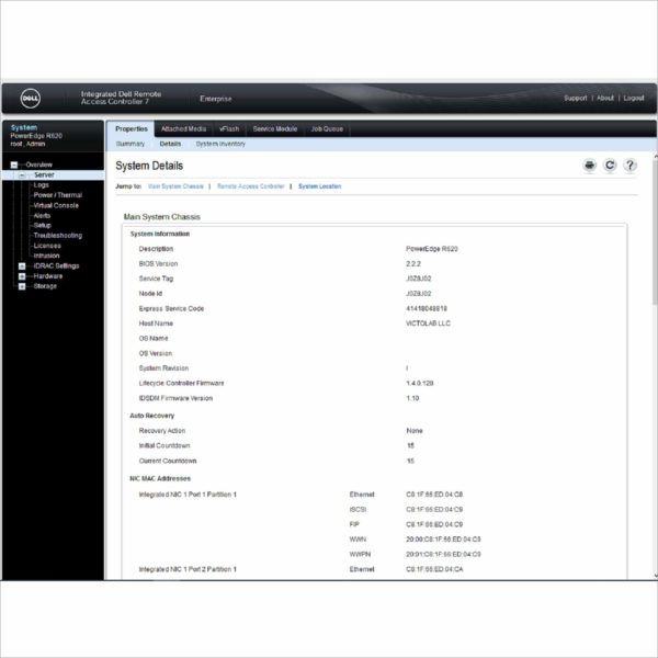 Dell PowerEdge R620 384GB RAM 2x Xeon E5-2630 V2 2.60GHz iDrac7 hyper-dense two-socket 8x Drive Bay 1U rack server