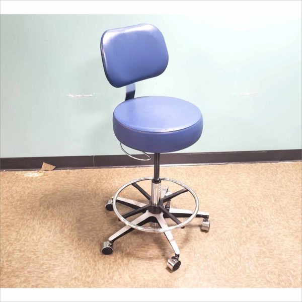 McKesson 81-11001BFRNEO44 Exam Pnuematic 5 Legs Backrest Stools Blue