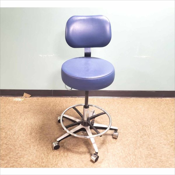 McKesson 81-11001BFRNEO44 Exam Pnuematic 5 Legs Backrest Stools Blue