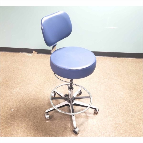 McKesson 81-11001BFRNEO44 Exam Pnuematic 5 Legs Backrest Stools Blue