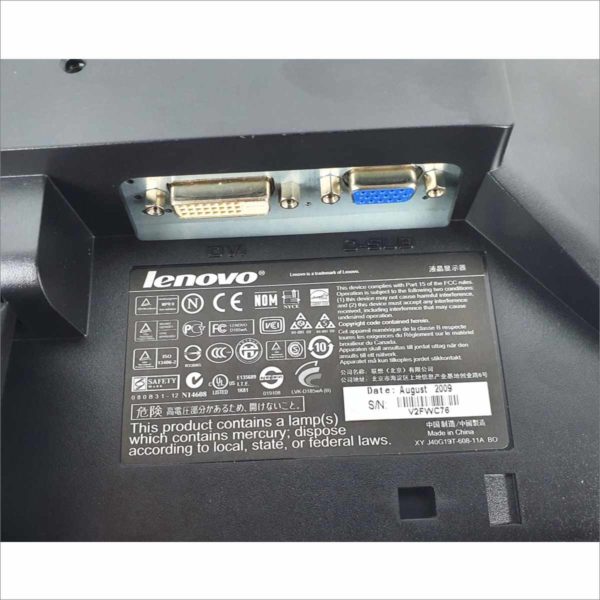 Lenovo 6318-HB1 18.5" Wide LCD Monitor Black 100 - 240VAC 50/60Hz With Stand