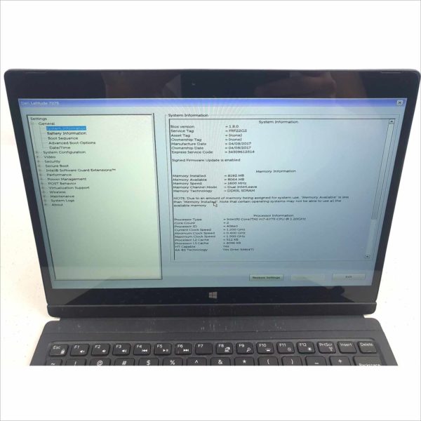 Dell Latitude 7275 Business UHD Tablet 12.5" 8GB RAM Intel m7-6Y7S CPU 1.20GHz 128GB SSD Storage Two in one Tablet & Laptop