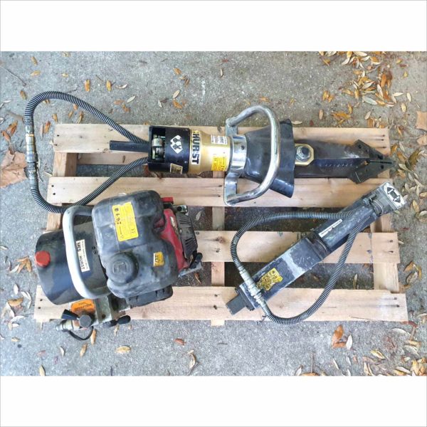 Hurst Jaws of Life emergency rescue equipment Ram Cutter Spreader 5000PSI Hydraulic Gas Pumps Set 1 - Working