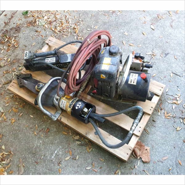 Hurst Jaws of Life emergency rescue equipment Ram Cutter Spreader 5000PSI Hydraulic Gas Pumps Set 1 - Working