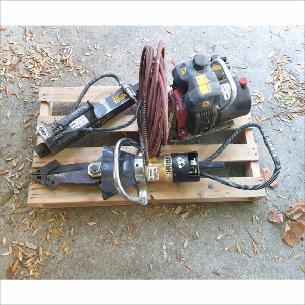 Hurst Jaws of Life emergency rescue equipment Ram Cutter Spreader 5000PSI Hydraulic Gas Pumps Set 1 - Working
