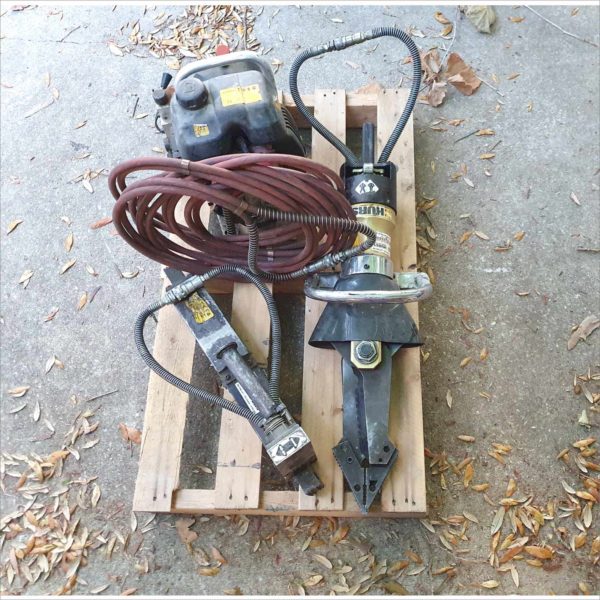 Hurst Jaws of Life emergency rescue equipment Ram Cutter Spreader 5000PSI Hydraulic Gas Pumps Set 1 - Working