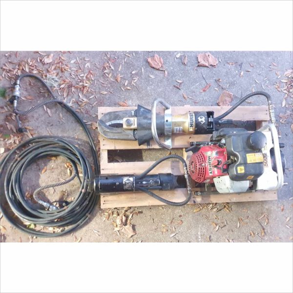 Hurst Jaws of Life emergency rescue equipment Ram Cutter Spreader 5000PSI Hydraulic Gas Pumps Set - Working - AUC 3