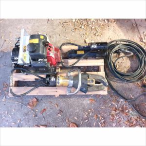 Hurst Jaws of Life emergency rescue equipment Ram Cutter Spreader 5000PSI Hydraulic Gas Pumps Set - Working - AUC 3
