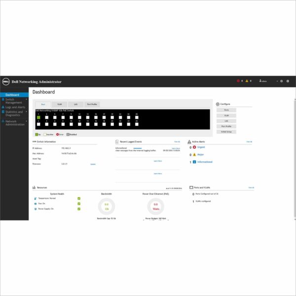 Dell X1026P Managed L3 Layer 3 Smart Switch 24-Port 2x SFP+ PoE Gigabit Switch E11W002 X1026P