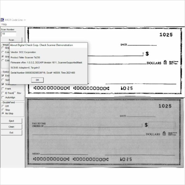 TellerScan TS230 65DPM Digital Check Scanner with Inkjet Endorser PN 148000-02 30VDC