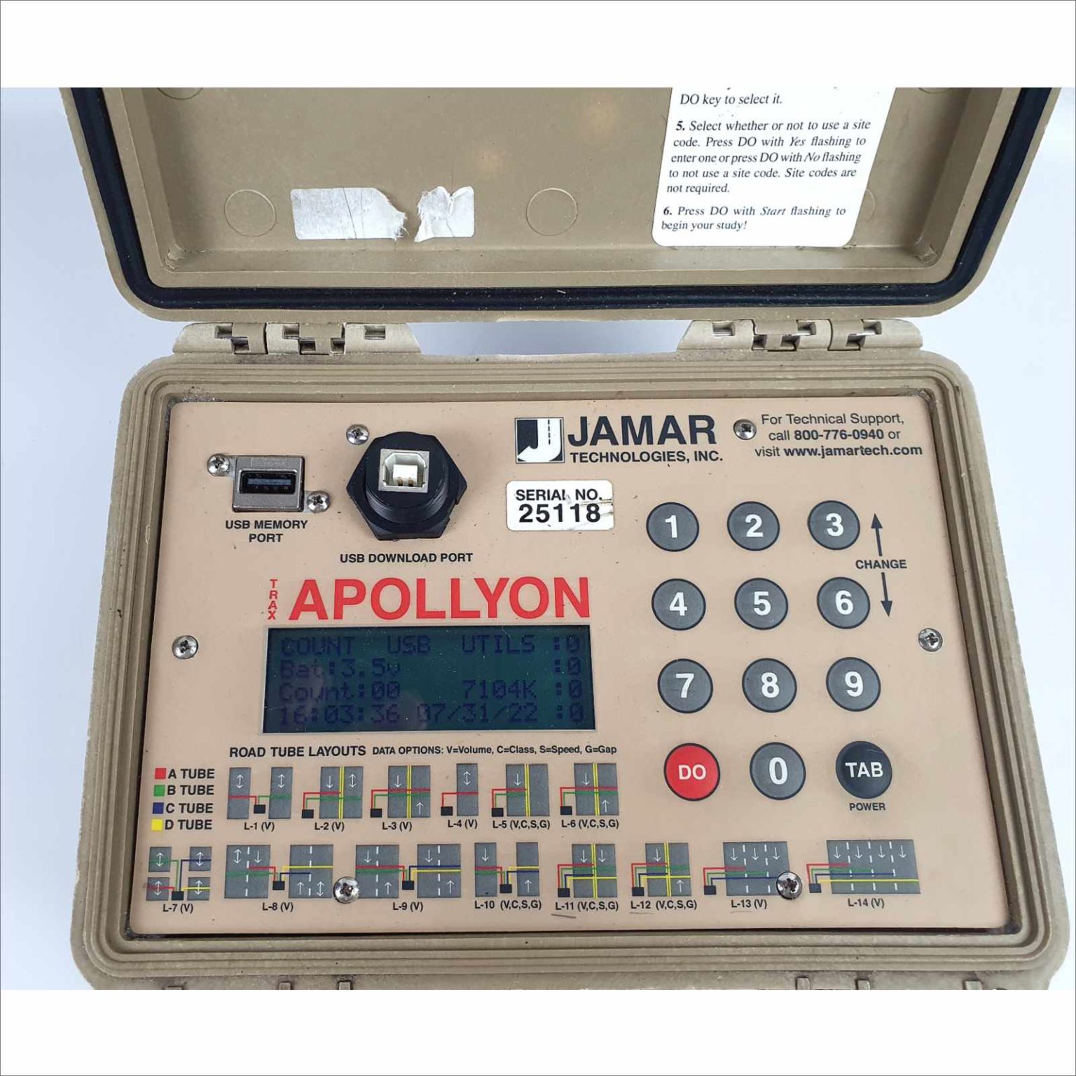 Jamar Technology Trax Apollyon height Accuracy 4 Road Tube Traffic