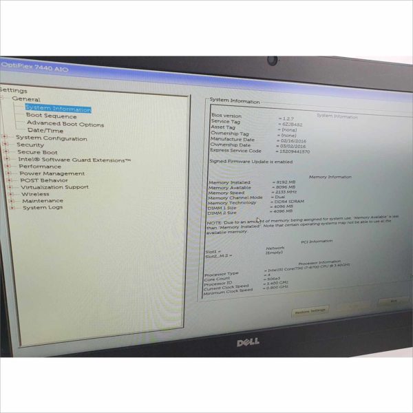 Dell Optiplex 7440 AIO Intel i7-6700 FHD 8GB 500GB HDD Win 10 Pro Webcam