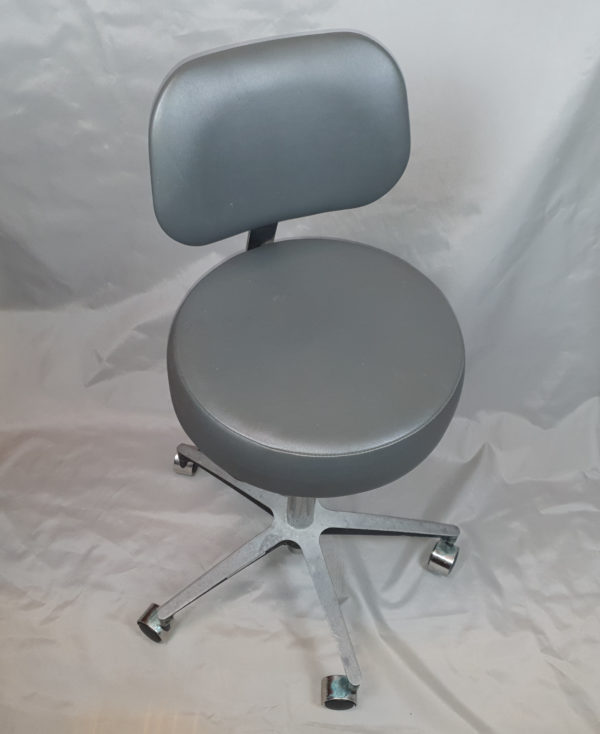 Brewer Dental 81-11001B Pneumatic Exam Stool, century, aluminum base, back mgm, vinyl, slate