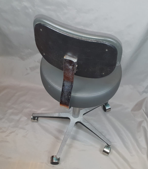 Brewer Dental 81-11001B Pneumatic Exam Stool, century, aluminum base, back mgm, vinyl, slate