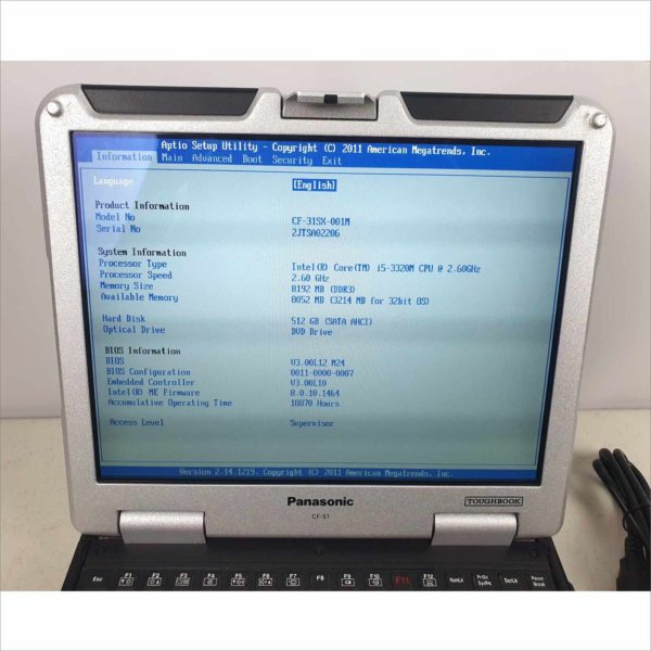 Panasonic Toughbook CF-31 MK3 industrial Rugged Laptop 8GB RAM 500GB SSD intel i5-3320M 2.60GHz