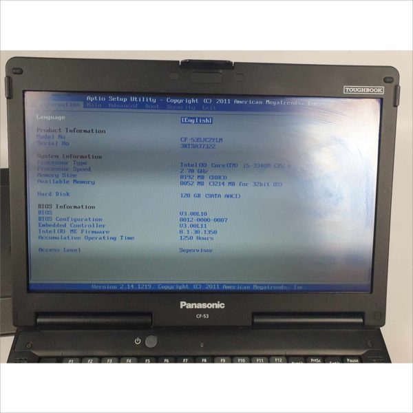 Panasonic Toughbook CF-53SJCZYLM i5-3340M 8GB 128GB SSD FHD Win10 with Port Replicator / Docking Station CF-VEB531U - 1250 Hours Only - Victolab LLC