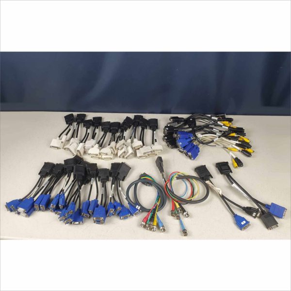 lot 40x Dell DMS-59 to Dual VGA , DVI Y Split Cable Adapters, VGA to SVideo RCA BNC - Victolab LLC