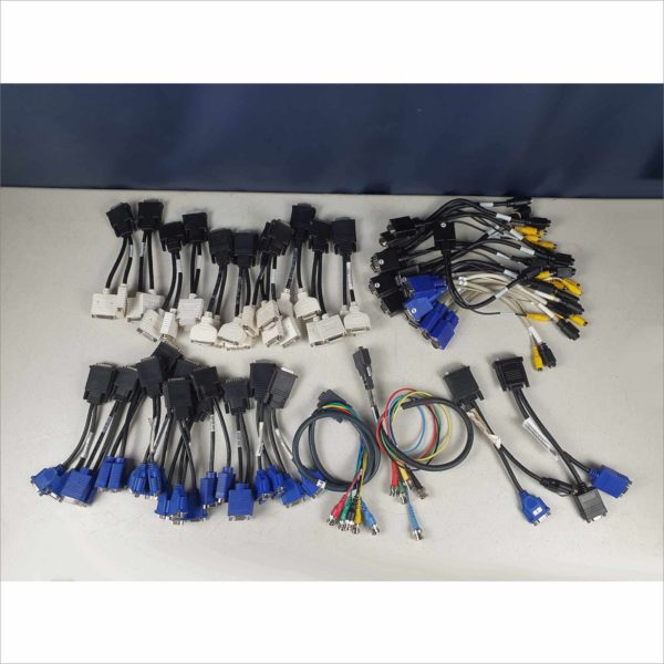 lot 40x Dell DMS-59 to Dual VGA , DVI Y Split Cable Adapters, VGA to SVideo RCA BNC - Victolab LLC