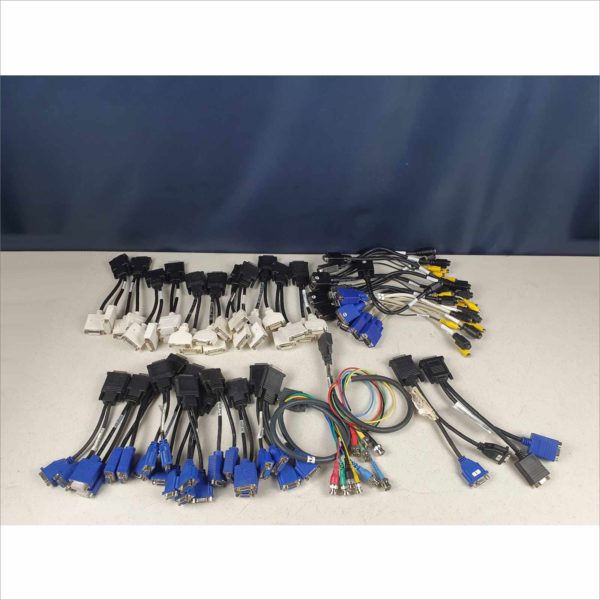 lot 40x Dell DMS-59 to Dual VGA , DVI Y Split Cable Adapters, VGA to SVideo RCA BNC - Victolab LLC