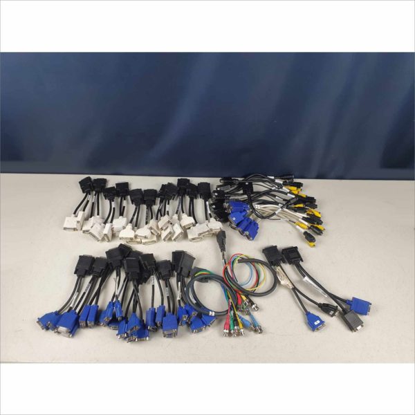 lot 40x Dell DMS-59 to Dual VGA , DVI Y Split Cable Adapters, VGA to SVideo RCA BNC - Victolab LLC