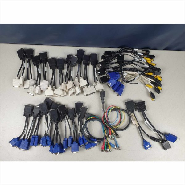 lot 40x Dell DMS-59 to Dual VGA , DVI Y Split Cable Adapters, VGA to SVideo RCA BNC - Victolab LLC