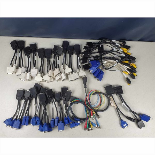 lot 40x Dell DMS-59 to Dual VGA , DVI Y Split Cable Adapters, VGA to SVideo RCA BNC - Victolab LLC