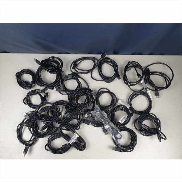 Lot 25x Displayport to Display Port Cable DP Male to Male Cord 4K HD w/ Latches 6ft Black - Victolab LLC