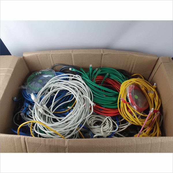 Large lot 280x plus Cat5, Cat5e, Cat6, RJ45 Ethernet Cables & more- 1x Big Box Full - Victolab LLC