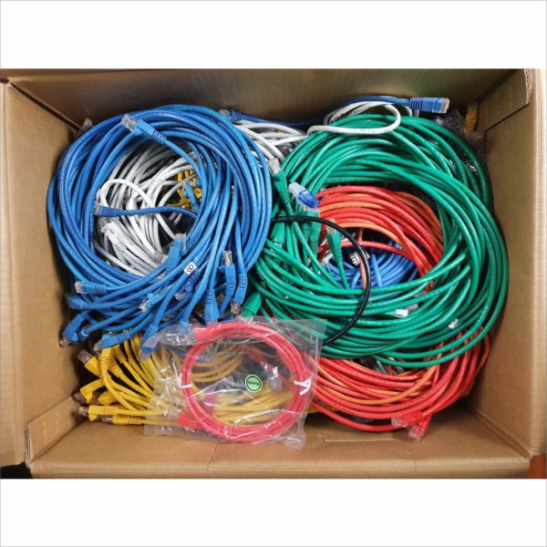 Large lot 280x plus Cat5, Cat5e, Cat6, RJ45 Ethernet Cables & more- 1x Big Box Full - Victolab LLC