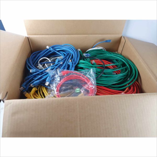 Large lot 280x plus Cat5, Cat5e, Cat6, RJ45 Ethernet Cables & more- 1x Big Box Full - Victolab LLC