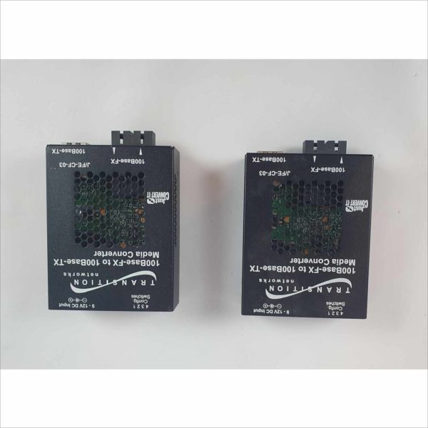 lot 2x J/FE-CF-03-LA Transition Networks 100Base-FX 100Base-TX Media Converter - Victolab LLC