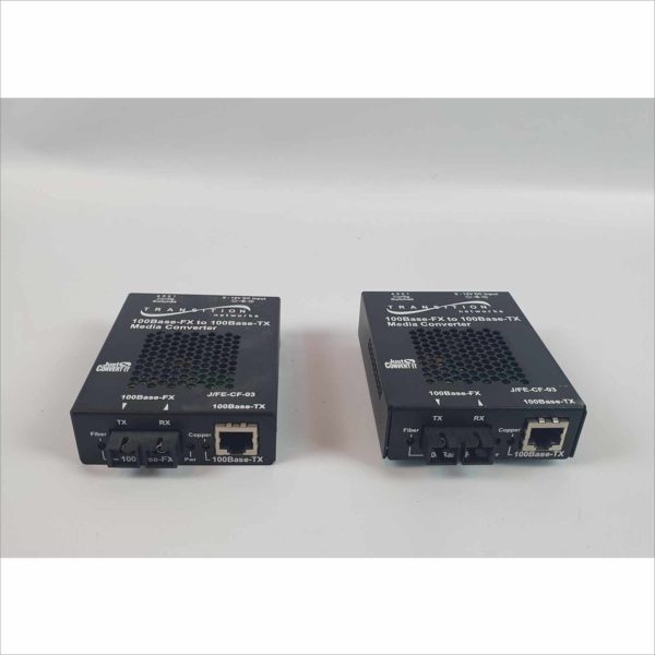 lot 2x J/FE-CF-03-LA Transition Networks 100Base-FX 100Base-TX Media Converter - Victolab LLC