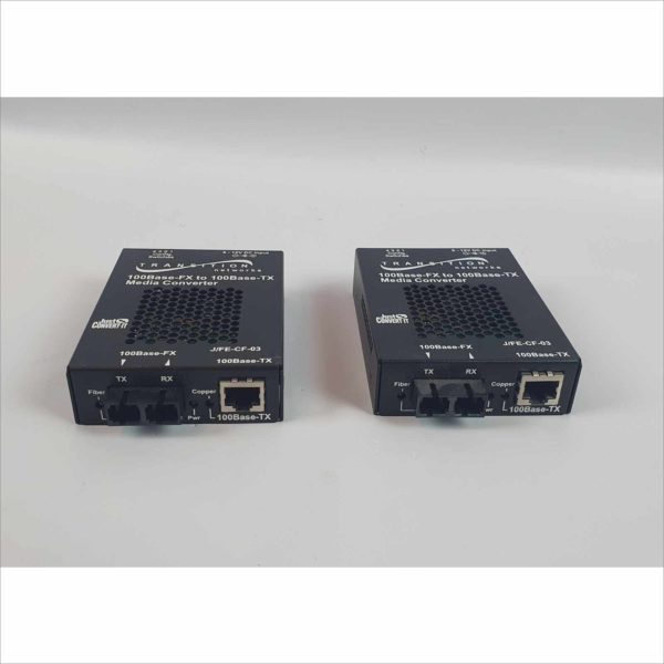 lot 2x J-FE-CF-03(SC) Transition Networks Standalone 100Base-FX 100Base-TX Media Converter - Victolab LLC