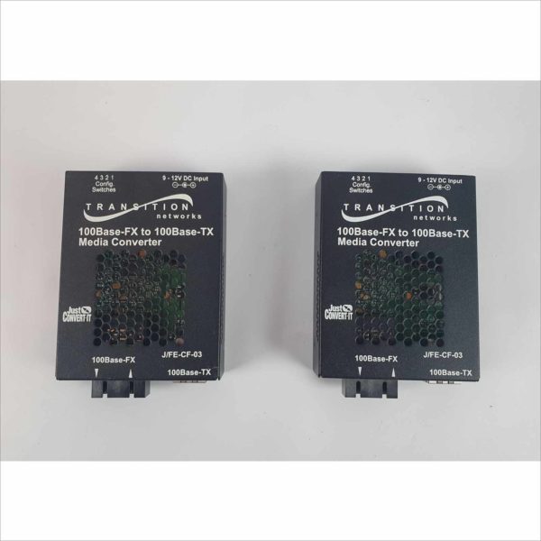 lot 2x J-FE-CF-03(SC) Transition Networks Standalone 100Base-FX 100Base-TX Media Converter - Victolab LLC