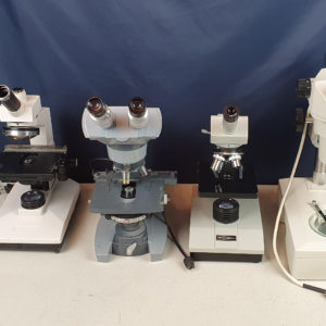 lot of 4x Microscope AMERICAN OPTILCAL, NATIONAL, FISHER SCIENTIFIC