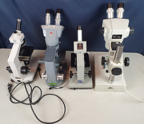 lot of 4x Microscope AMERICAN OPTILCAL, NATIONAL, FISHER SCIENTIFIC