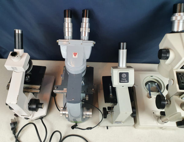 lot of 4x Microscope AMERICAN OPTILCAL, NATIONAL, FISHER SCIENTIFIC